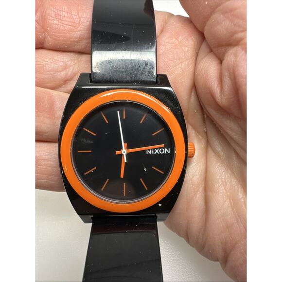 Nixon Time Teller Minimal Black Orange Watch Movement 100M Halloween Princeton - Picture 1 of 7